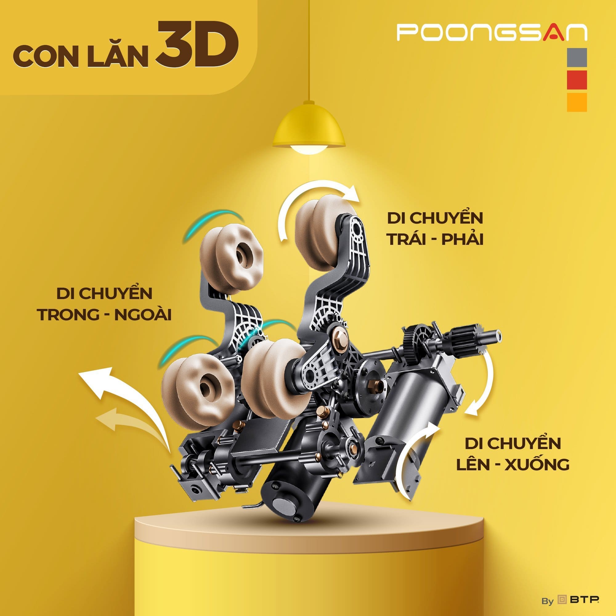 Ghế massage 3D c&oacute; khả năng thực hiện c&aacute;c động t&aacute;c xoa, b&oacute;p, đấm chuy&ecirc;n s&acirc;u như b&agrave;n tay của con người
